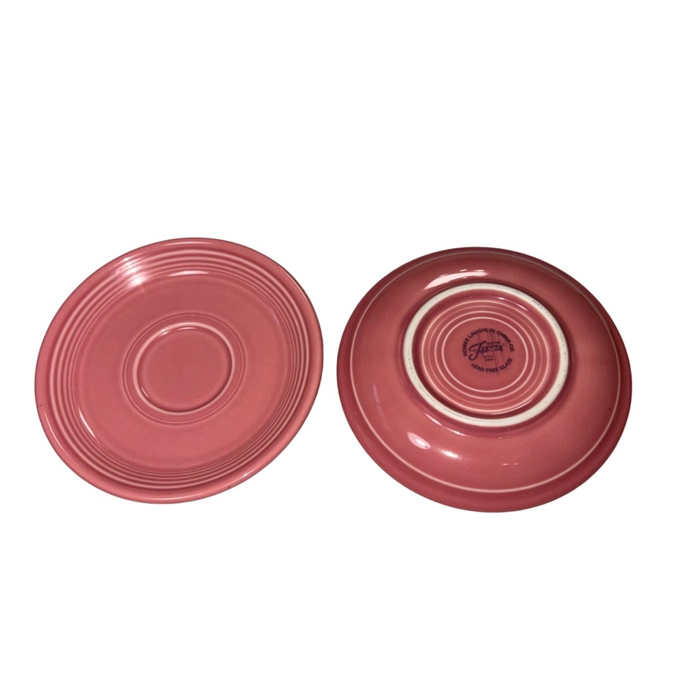 Homer Laughlin Fiesta Rose Saucers Set of 2 Pink Ceramic 5.875 Inch HLC USA
